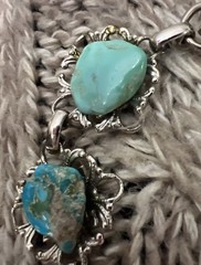 Vintage 60’s TURQUOISE Stones Nuggets Silver Tone Southwestern Western Bracelet