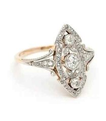 Vintage Style Lab-Created Diamond Engagement Anniversary 14k Gold Finish Ring