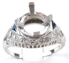 Antique Art Deco Setting Mounting Platinum Hold 6MM-8MM Ring Size 6 UK-L1/2