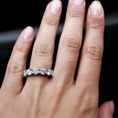 Round Moissanite Wedding Ring Full Eternity Band Stackable Tennis 9 NWT