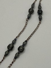 Sterling Silver Glass Blue Gray Bead Y Drop Necklace Lariat Italy 925 9.6 gram