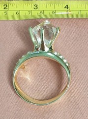Vintage AJC Big Faux Diamond Ring Brooch Lapel Pin Bridal Engagement Party Gift