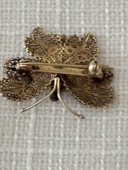 Vintage 1974 Sterling Silver Butterfly Pin Filigree with Gold Wash Over Sterling