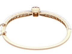 Antique 2.90Ct Ruby and 4.12Ct Diamond, 18k Rose Gold Bangle Circa 1890