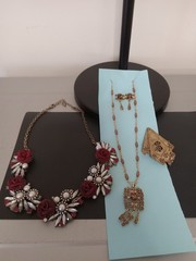 vintage jewelry Velvet Rose Necklace, Goth, Brooch, Earrings. Unique/Rare