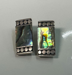 Abalone Shell Clip On Earrings Southwestern Vintage 925 Sterling Silver #6