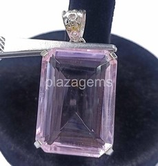 Pretty Emerald 100Ct TCW Pink Topaz 925 Sterling Silver Gemstone Pendant 24JQ