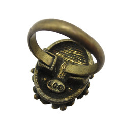 Lind-Gal LG Dark Green Blue Bronze Tone Metal Ring Vintage 6.75 Adjustable