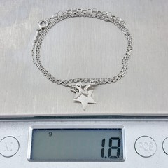 Vintage Sterling Silver 925 Double Star Pendant Necklace 14″-15.5″