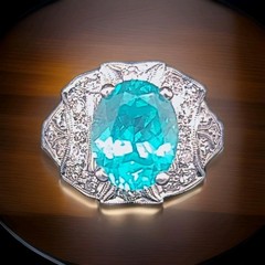 Vintage Filigree Platinum Engagement Ring 4.10ct. Blue Neon Tourmaline Oval Cut