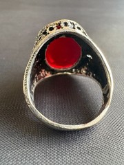 925 Sterling Silver Ring Ruby Ring Vintage Handcrafted Ring Size 9.75 US