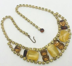 Wide JULIANA Delizza & Elster Rhinestone Necklace Cat’s Eye Vintage Jewelry