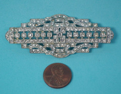Art Deco Beauty Pot Metal Domed Pave Brooch/Pin 2.9″