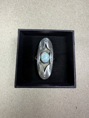 Beautiful Vintage Southwest Sterling Silver Opal Cabochon Ring Sz 5.25