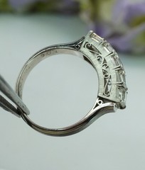 Vintage Asscher Carre Diamond VVS-F Platinum Anniversary Ring Band Estate 1ct+