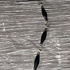 Vintage 30in Black Twist Bead Station Necklace Gold Tone Opera Length MCM No Pit