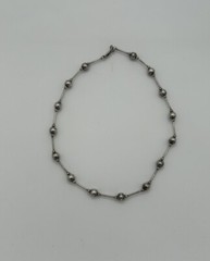 Vintage Sterling Silver Bar& Ball Bead Necklace 16”Long 925