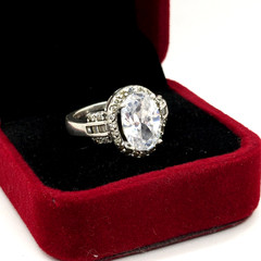 Vintage Elegant RING Silver 925 with Big Bright Stone -size: 8.25US (18mm) | #91