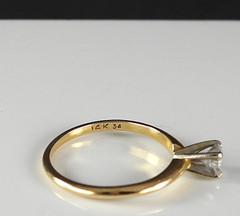 Vintage Ring Solid 14K Yellow Gold Solitaire Diamond Engagement Fine Jewelry