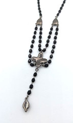 Vintage Style Black Beaded Necklace Gothic Victorian Drop Acrylic Statement