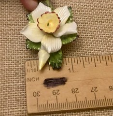 Vintage Handmade English Bone China White Daffodil Flower Brooch Pin