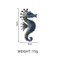 Vintage Blue Rhinestone Seahorse Brooch Pin Sea Animal Brooch Pin Accessories