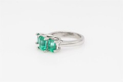 Designer $7000 3.50ct Natural Emerald 3 Stone Platinum Band Ring 10g