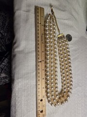 Vintage 3 Stran Faux Pearl Necklace With Adjustable Length