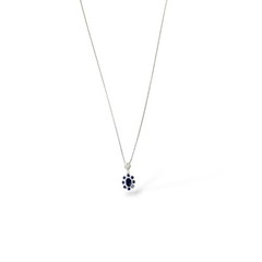 18k White Gold Pendant Necklace with Blue Sapphire & White Diamonds 3.51g. 18″