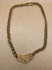 Vintage Jackie Collins Panther NECKLACE Gold Silver Tone Collar Jewelry 17″ long
