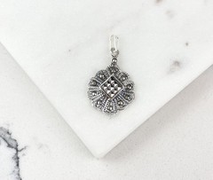 Vintage 925 Sterling Silver Deco Marcasite Minimal Pendant