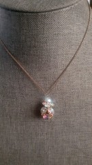 Vintage Aurora borealis Prong set Cluster Pendant Gold tone Necklace 15 In.