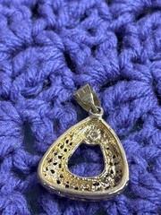 Vintage Goldtone Triangle Pendant Signed FL 1.5 inches
