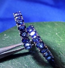 Original EARTH MINED SAPPHIRE Deco Band SOLID 14K GOLD Eternity Anniversary Ring