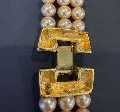 Vintage Designer Runway Statement Faux Pearl Flower Necklace 1980s Large Jewelry