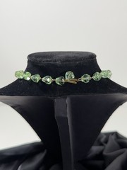 Stunning Vintage Green Bauble Faceted Czech Glass Necklace 16”