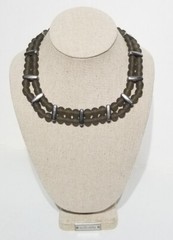 Vintage Marina & Susana Sent Murano Glass Smoky Gray Beaded Double Row Necklace
