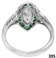 Art Deco Style Marquise Lab Created Diamond Engagement 14K White Gold FN Ring