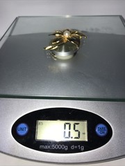 AAI Vintage Flower Pin Brooch White Faux Pearl Gold Tone Signed 1990s