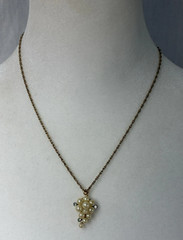 VTG Krementz Faux Pearl Grapes Cluster Rhinestones Gold Tone Necklace & Pendant