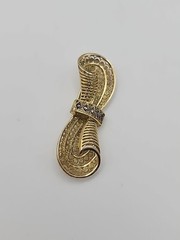Vintage Gold Vermeil Sterling Germany Art Deco Markasite Filagree Scroll Brooch