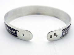 USSR NIELLO SOLID 875 STERLING SILVER 7″ OPEN BANGLE BRACELET