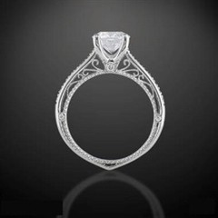 Art Deco Round Cut Lab Created Diamond Wedding Bridal 14K White Gold Filled Ring