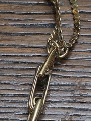 Vintage Napier Triple Strand Serpentine Gold Tone Necklace Fold Over Clasp