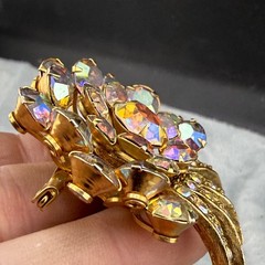 Vintage Selro Selini Rhinestone Brooch Gold Tone AB