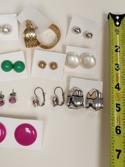 Earrings Mixed Lot Of 13 Pairs Pierced Various Colors
