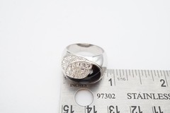 Vintage Sterling Silver 925 Black Onyx CZ Ring Size 7.5