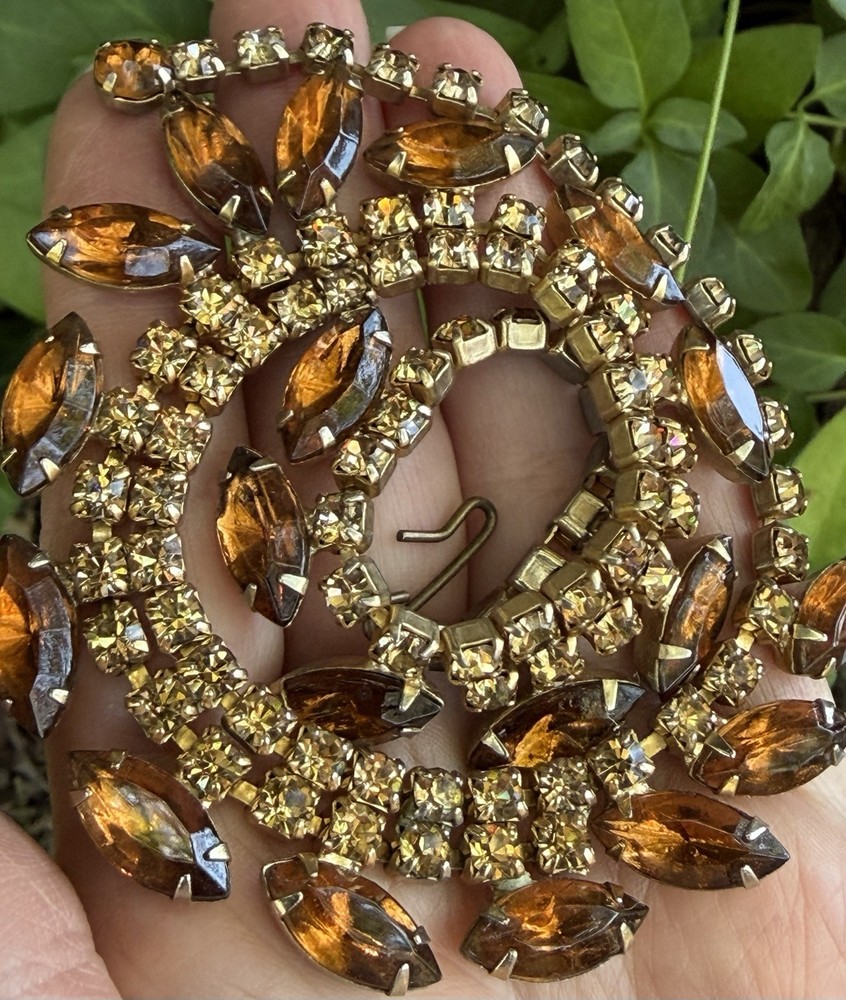 Vintage Two tone Brown Rhinestone Necklace Jewelry