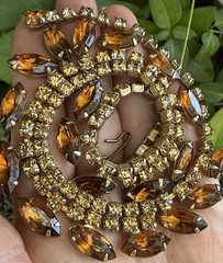Vintage Two tone Brown Rhinestone Necklace Jewelry