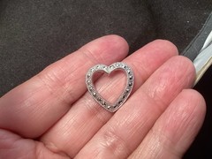 Vintage Theda 925 Sterling Silver Marcasite Open Heart Love Slide Pendant